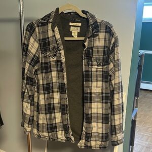 L.L. Bean Men's Plaid Shirt Jacket - Black and White